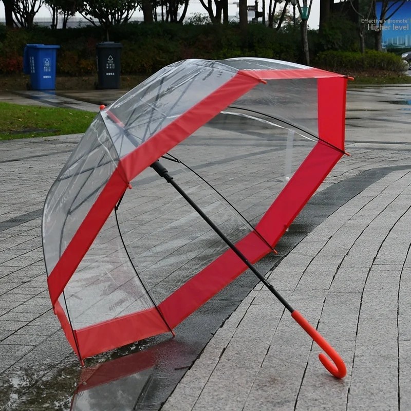 Wholesale Custom Made Transparent Long Handled Apollo Mushroom Princess Umbrella Rain Umbrella logo Rainproof Iron