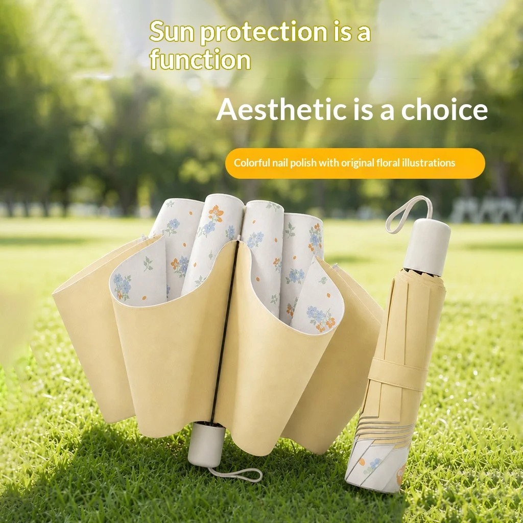 High Quality Manual Folding Umbrella Manufacturer Wholesale Colorful Rubber-Coated Women's Sun Protection UV Protection 8