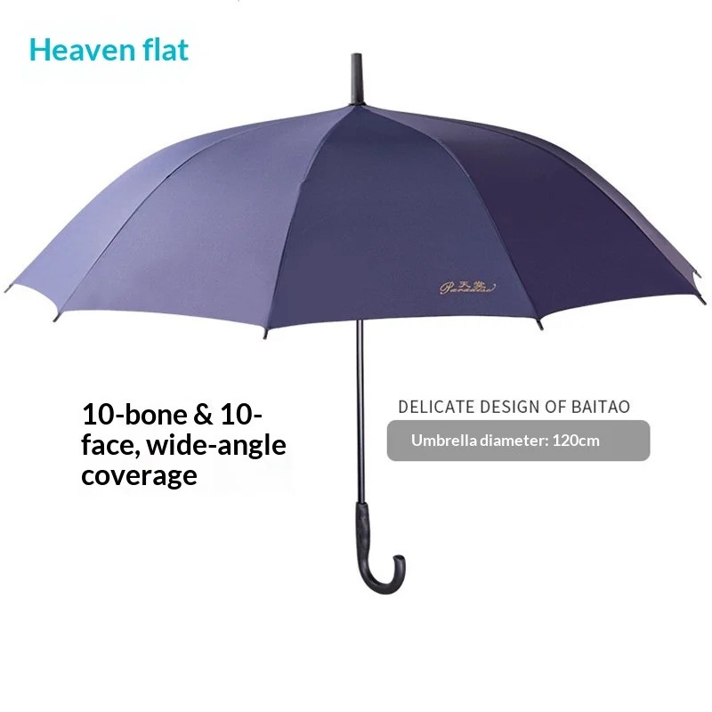 Touch Steel Reinforced Extra Large Automatic Long Handle Business Umbrella for Rain and Sun Logo Printing