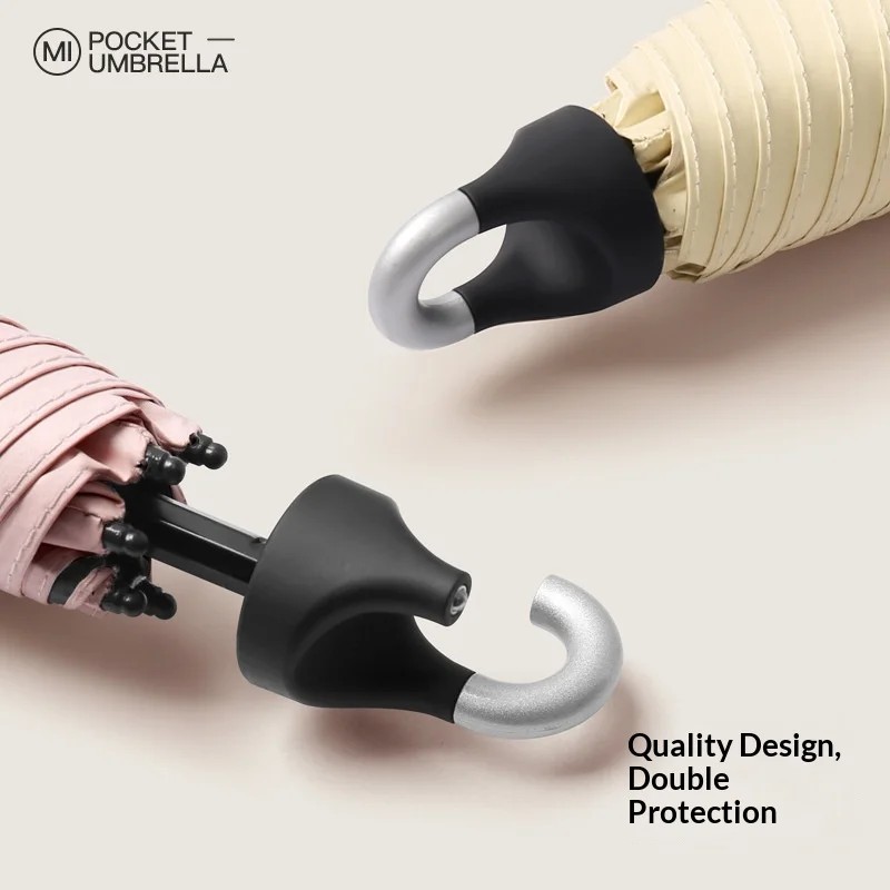 Cross-border Lock Buckle Pencil Umbrella Three-fold Dual-use Portable Lightweight Feather Sun Umbrella 6 Ribs UV Protection