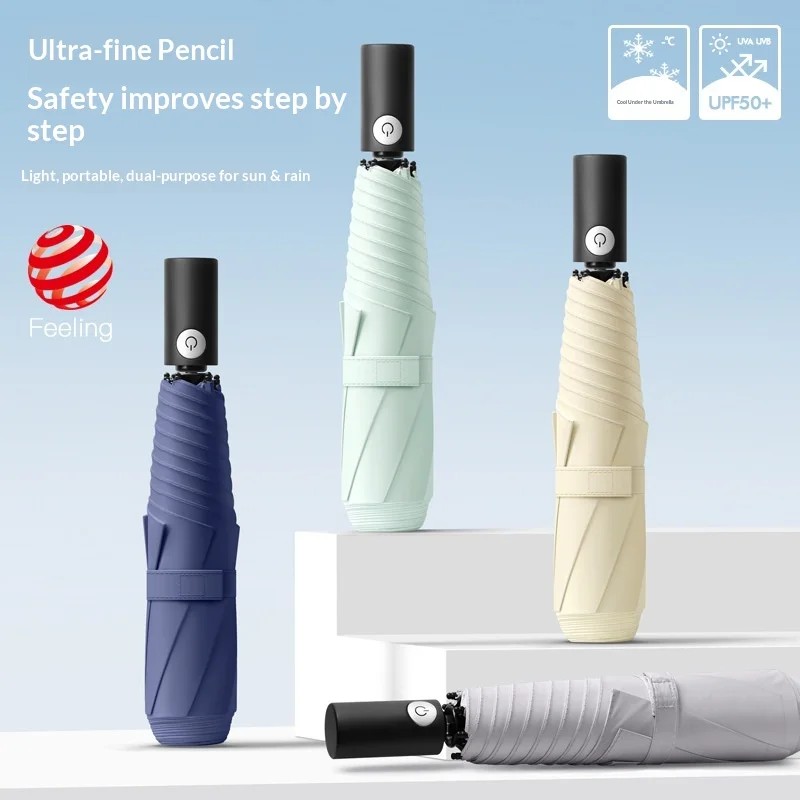 New for Cross-border Bestseller Ultra-light Automatic Pencil Umbrella Safe Anti-rebound UV protection Extra-large