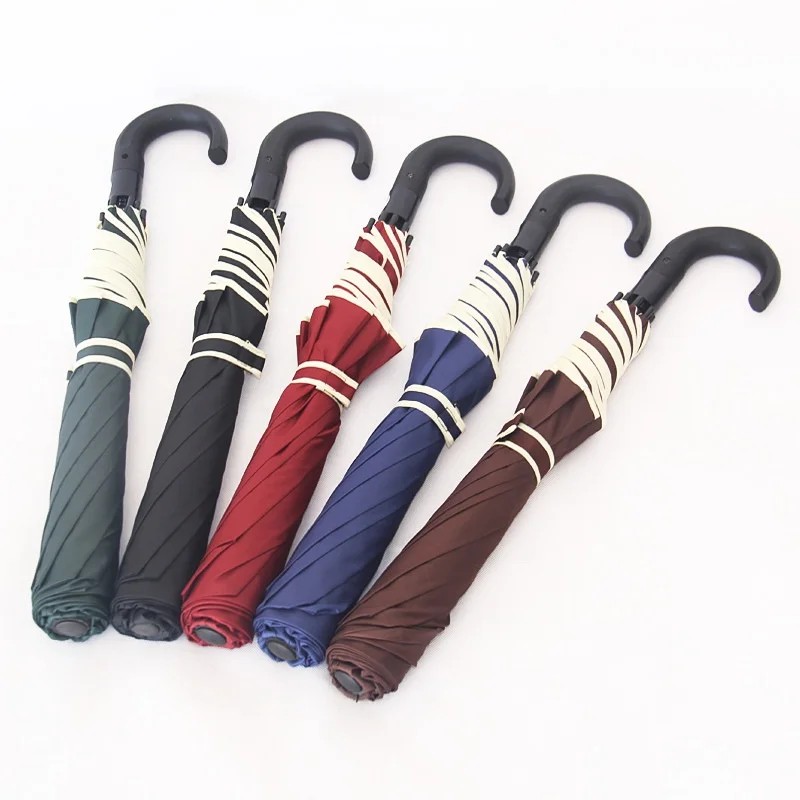 Automatic Golf Umbrella  Curved Handle Sun Rain Protection Logo Printed Foldable Advertising Suitable Business Gifts 8 Ribs