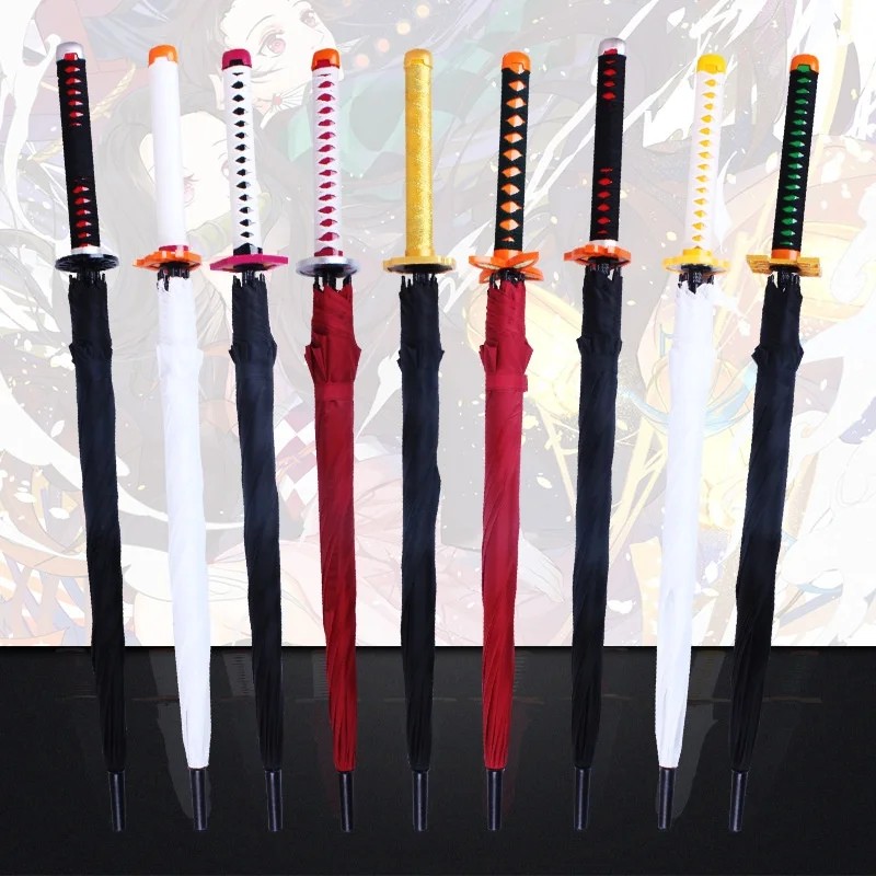 Anime Long Handled Pirate Zoro Knife Design Mosquito Proof Sunshade Sunny Rainy Use Samurai Creative Cosplay Umbrella 8 Ribs
