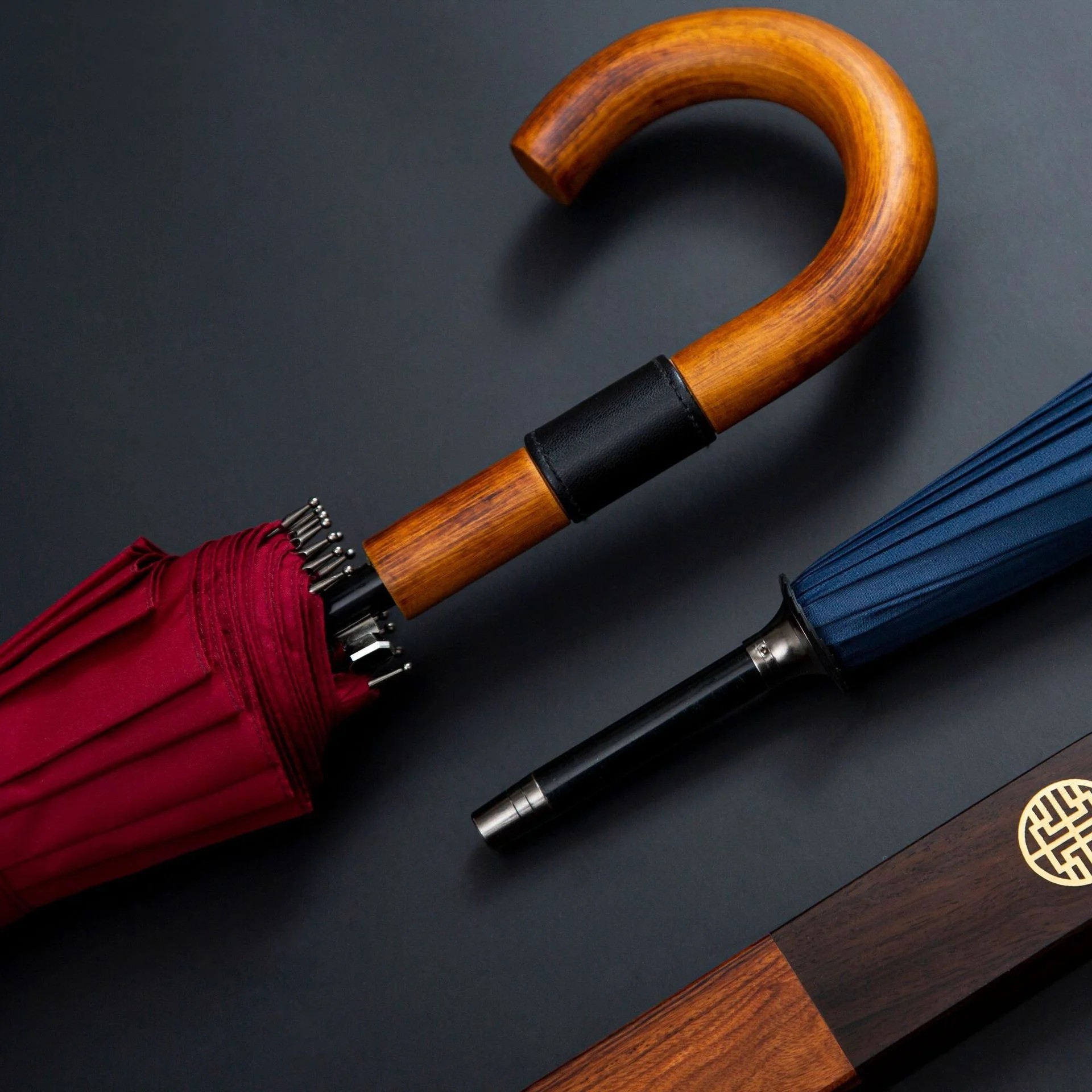 16Rib Long Handled Solid Wood Handle Men's British Japanese Style Anti Heavy Rain Windproof Large Size Double Umbrella
