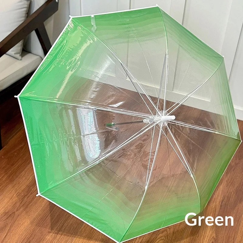 New Style Jellyfish POE Transparent Japanese Style Plastic Umbrella Matte Frosted Gradient Color Artistic Women's Photography UV