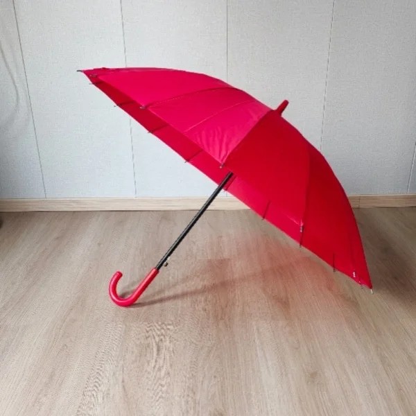 Full Red Wedding Rain Windproof Durable UV Protection Manual 16Strand Hook Long Handle Umbrella
