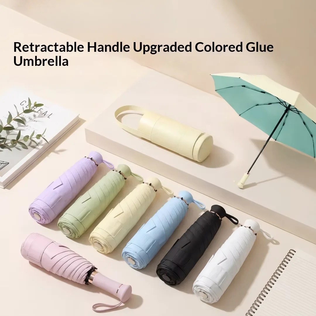 Double-ribbed (6-Rib) Telescopic Handle Compact Portable Sunshade Umbrella UV Protection for Sunny Rainy Days Custom Logo