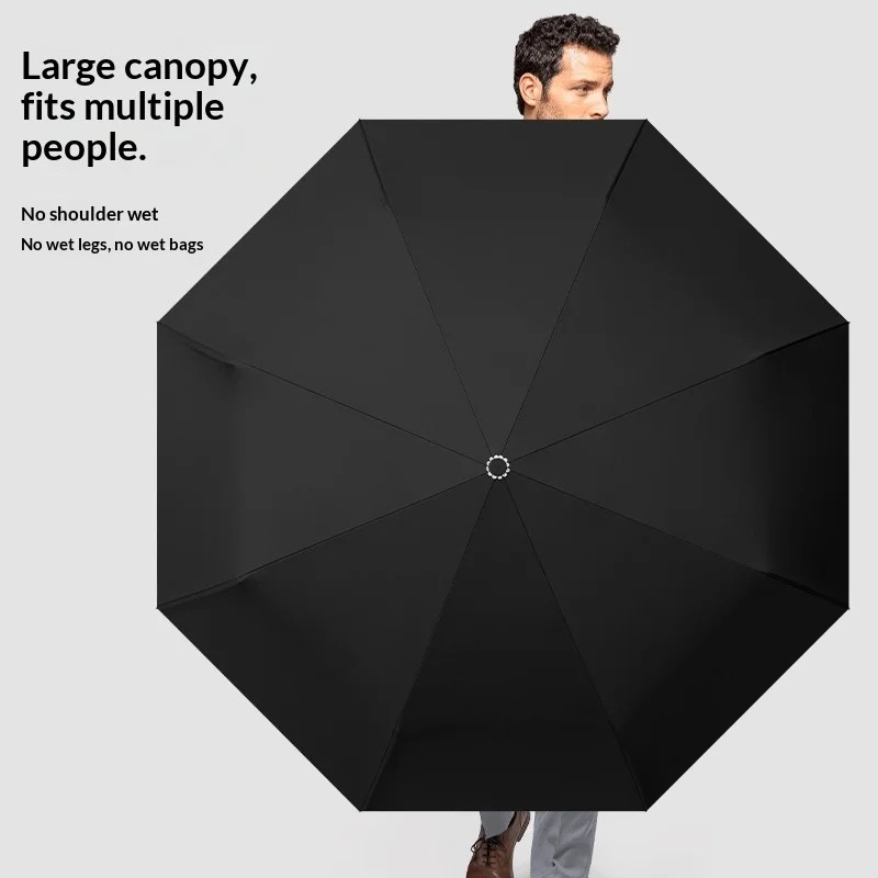 21 Inch Ring Buckle Fully Automatic Three Fold Business Umbrella UV Protection Modern Design Customizable for Two People