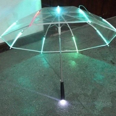 Luminous Pure Transparent Manual Long Handle Large Minimalist Umbrella for Two Lovers' Personal Gift