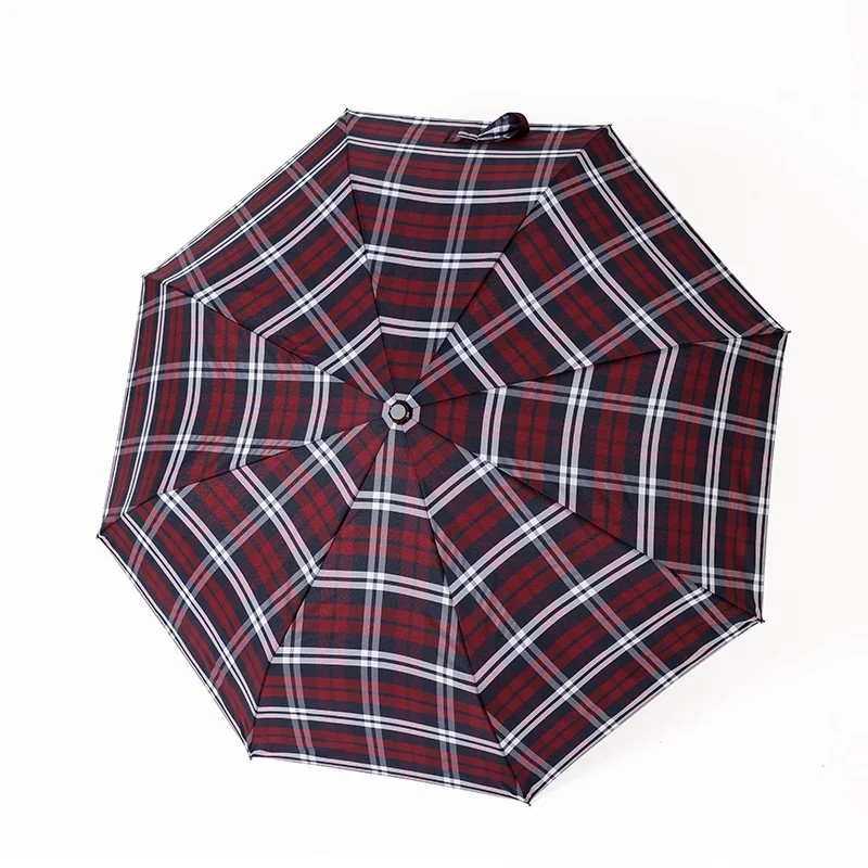 PARACHASE Plaid Automatic Umbrella Wind-Resistant & UV Protection Reinforced Foldable High Quality Unisex Vintage Business Gift