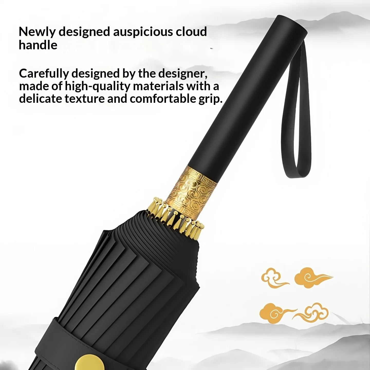 24-rib Fully Automatic Long-handled National-style Rain Umbrella Wholesale Men's Extra-large Reinforced Thickened Heavy Umbrella