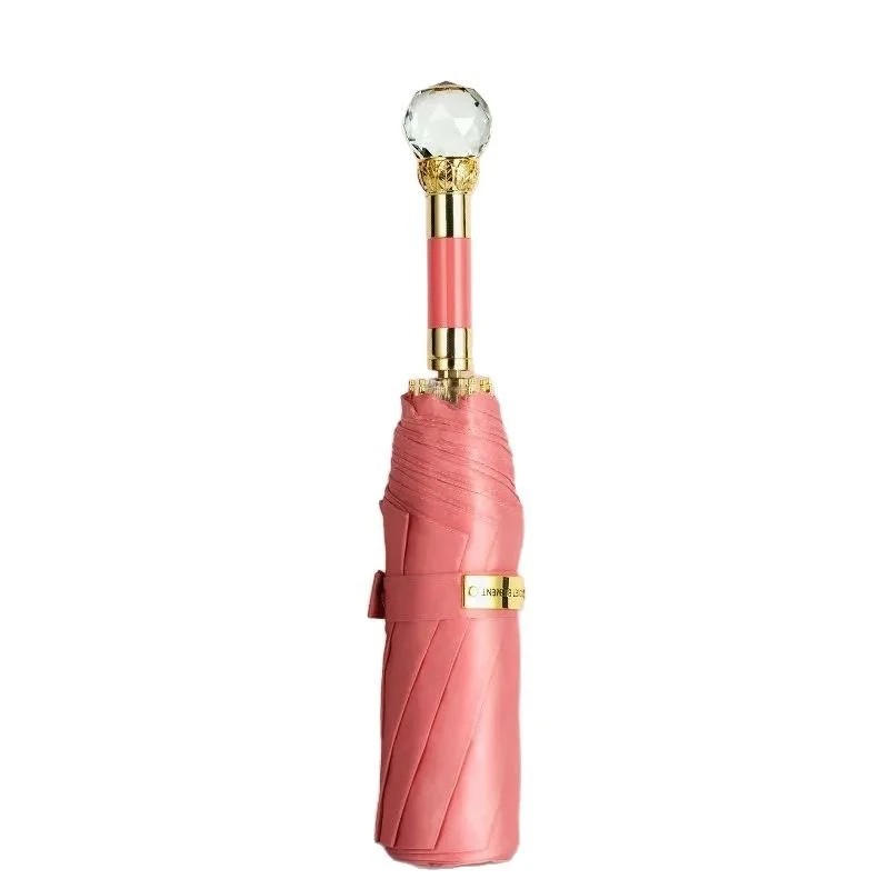 Pocket Style Large Manual Sun Umbrella for Women with 8 RibsUV Protection All Weather Use Compact Portable Three Fold Design