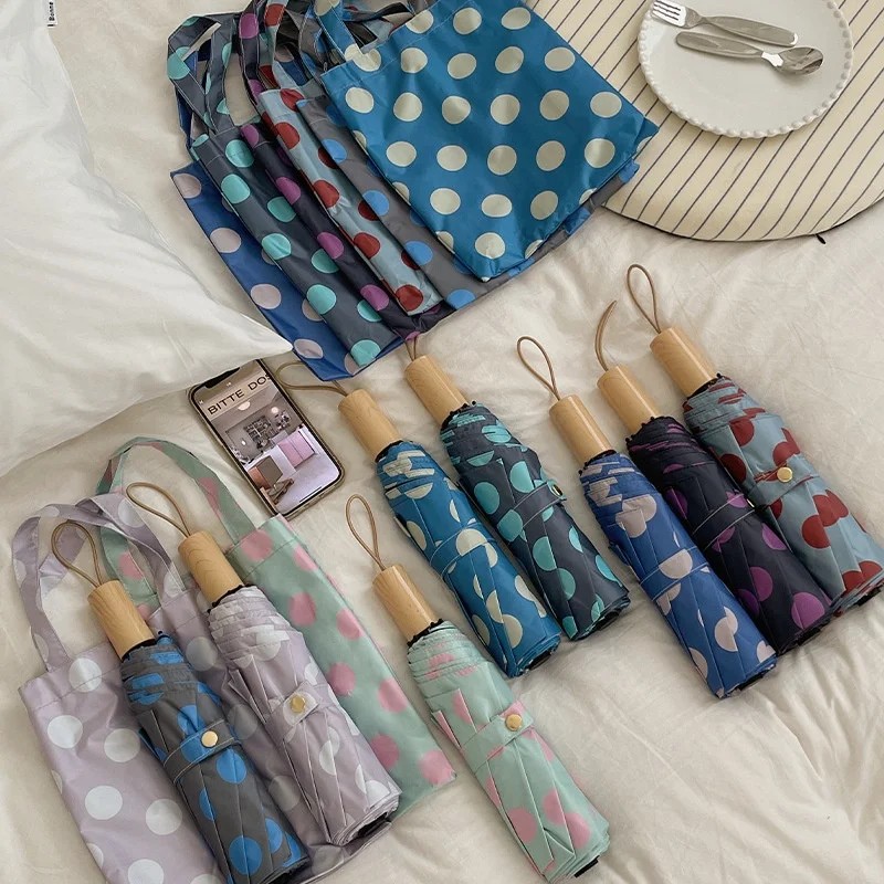 Compact pink Floral Sun Umbrella Windproof Black-coated Handle Logo Printed UV protection Portable Storage Umbrella