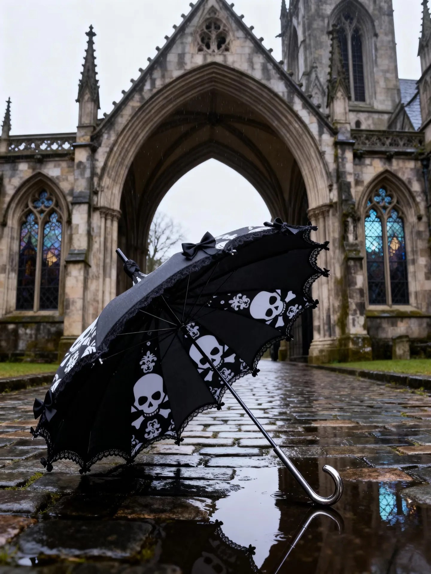 16 Rib Pagoda Umbrella Halloween Umbrella Dark Style Skull Manual Lolita Long Handle Decorative Umbrella Pagoda Umbrella