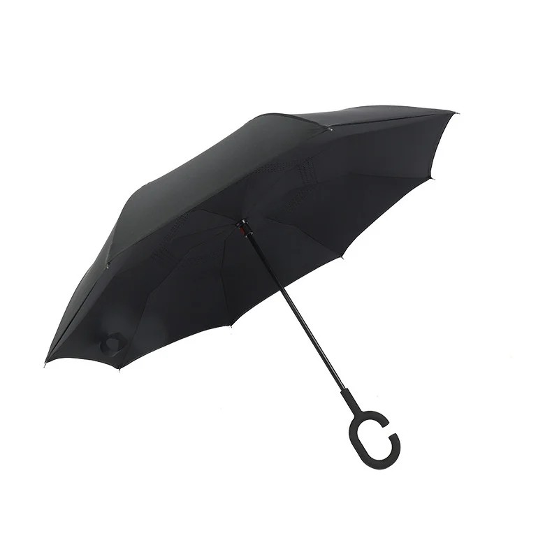 Car Reverse Double-Layer C-Shaped Large Size 190T Nylon Fabric UV Protection Straight-Handle Advertising Umbrella for Business