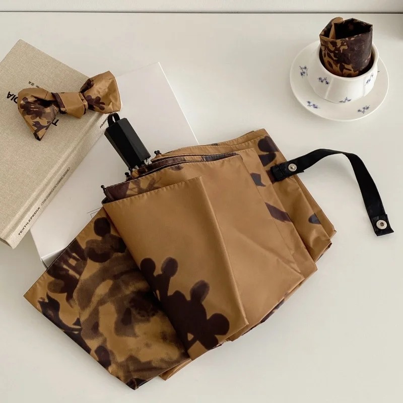 New Chinese-style Automatic Umbrella for Women Foldable Vintage Design 190T Nylon for Sunny Rainy Days UV Protection Business