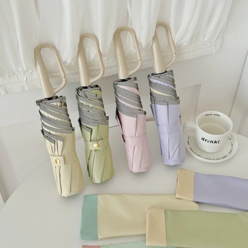 Colorful Rubber Ring Buckle Solid Color Business Fully-automatic Umbrella Fiberglass Ribs UV protection Reinforced Durable